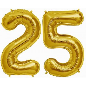 Комплект цифр 25 золотого цвета с гелием