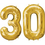 Комплект цифр 30 золотого цвета с гелием