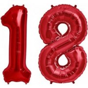 Комплект цифр 18 красного цвета с гелием