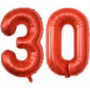 Комплект цифр 30 красного цвета с гелием
