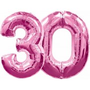 Комплект цифр 30 розового цвета с гелием