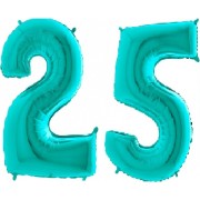 Комплект цифр 25 бирюзового цвета с гелием