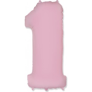 Шар цифра 1, 102 см (Розовый)