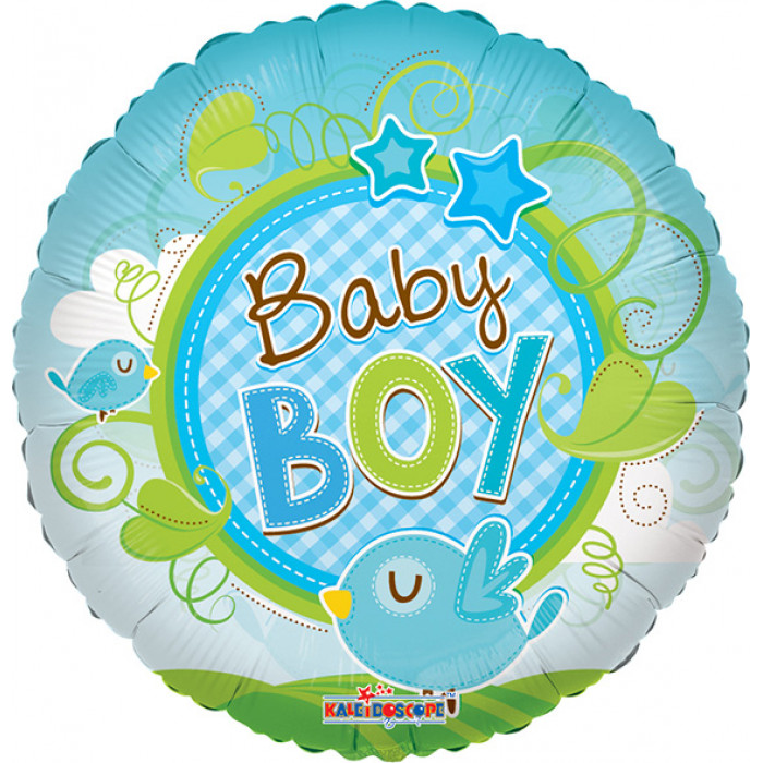 Воздушный шар 'Птичка Baby Boy' с гелием, круг
