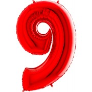 Шар-цифра Красная Девятка 9