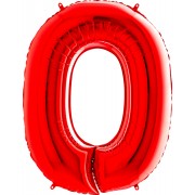 Шар цифра 0, 102 см (Красный)