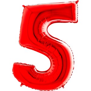 Шар цифра 5, 102 см (Красный)