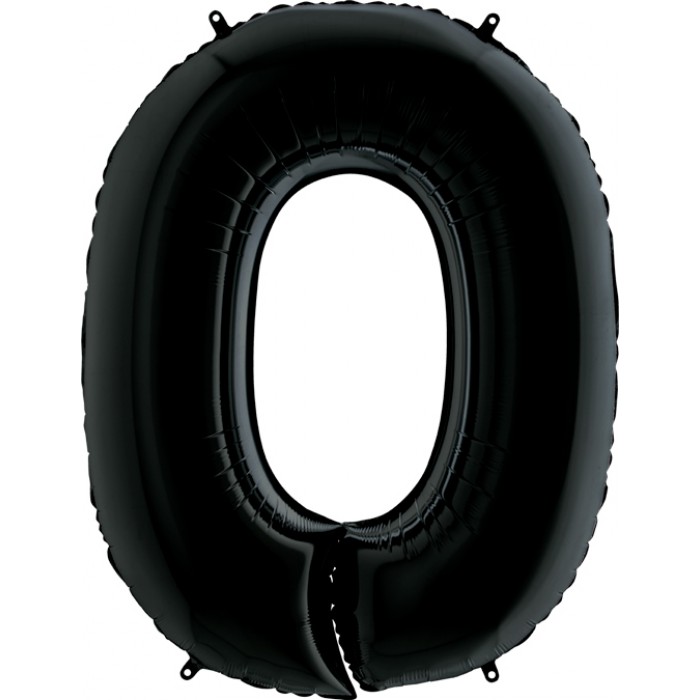 Шар цифра 0, 102 см (Черный)