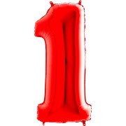 Шар цифра 1, 102 см (Красный)