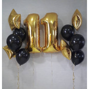 Композиция из гелиевых шаров для мальчика с золотыми цифрами и звездами