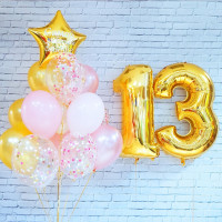 Композиция из шаров с именной звездой для девочки на 13 лет