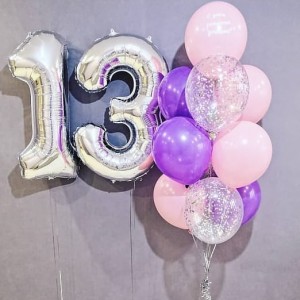 Композиция из воздушных шаров нежных оттенков на 13 лет доченьке