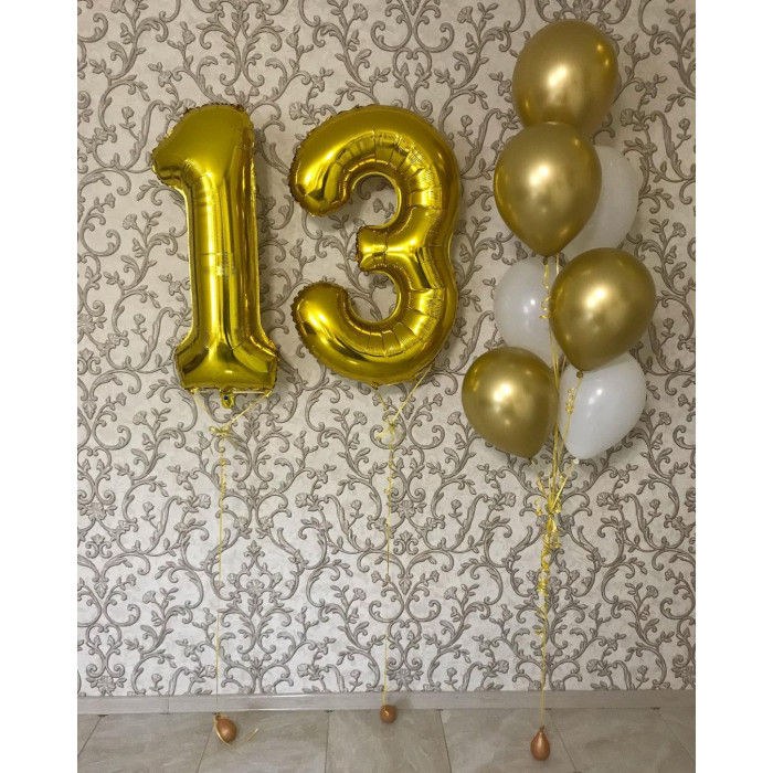 Сет из шариков в золоте на 13 лет мальчику