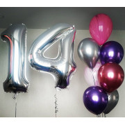 Композиция из гелевых шаров хром с агатами на 14 лет девочке