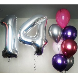 Композиция из гелевых шаров хром с агатами на 14 лет девочке