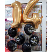 Набор шаров с золотыми цифрами на День Рождения сыночку на 14 лет