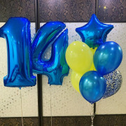 Композиция из гелиевых шаров со звездой на 14 лет сыночку