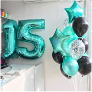 Композиция из гелевых шаров тиффани на 15 лет парню