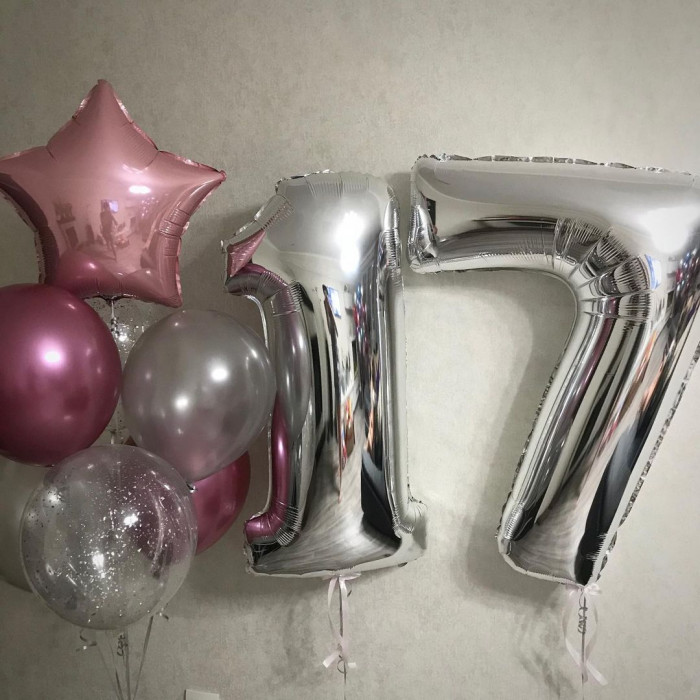 Композиция из шаров для девушки на 17 лет со звездочкой