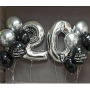 Композиция из шариков черных и серебряных на 20 лет молодому человеку