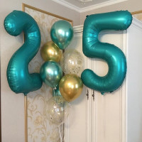 Композиция из шаров на 25 лет с цифрами тиффани для парня
