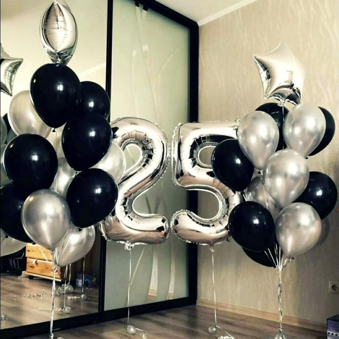 Композиция из шаров с гелием молодому человеку на 25 лет