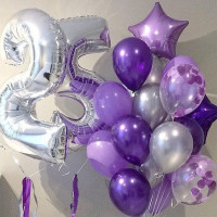 Композиция из шаров на 25 лет сиреневых оттенков