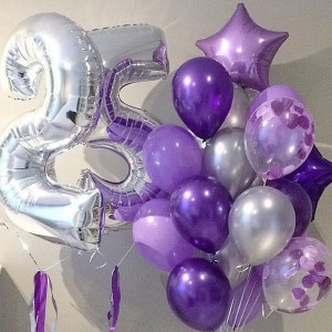 Композиция из шаров на 25 лет сиреневых оттенков