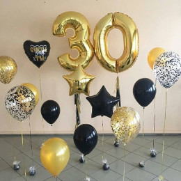 Набор гелиевых шариков Любимому сердечные поздравления на 30 лет