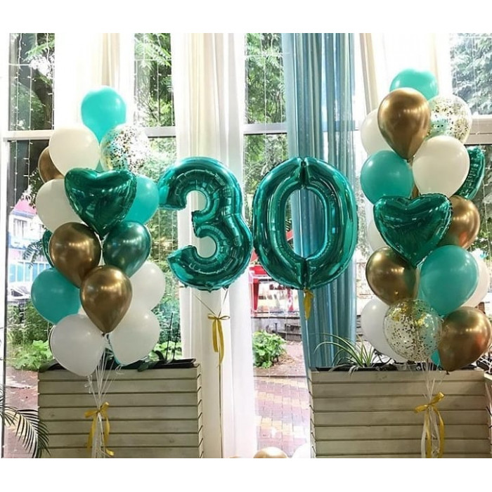 Композиция из гелевых шаров на День Рождения 30 лет