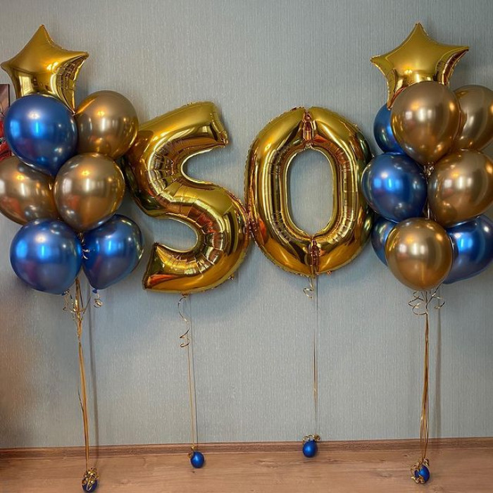 Композиция из шариков с гелием Юбилейная на 50 лет для супруга