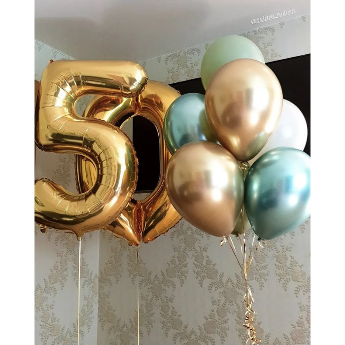 Сет из гелиевых шаров хром на 50 лет главе семьи