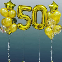 Композиция из воздушных шариков в подарок на 50 лет для мужчины