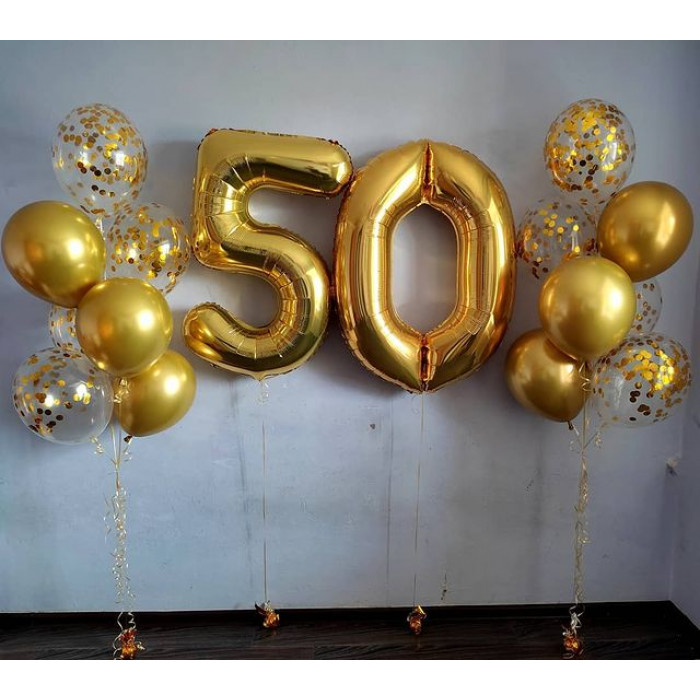 Композиция из гелиевых шаров Золотые 50 лет для мужа