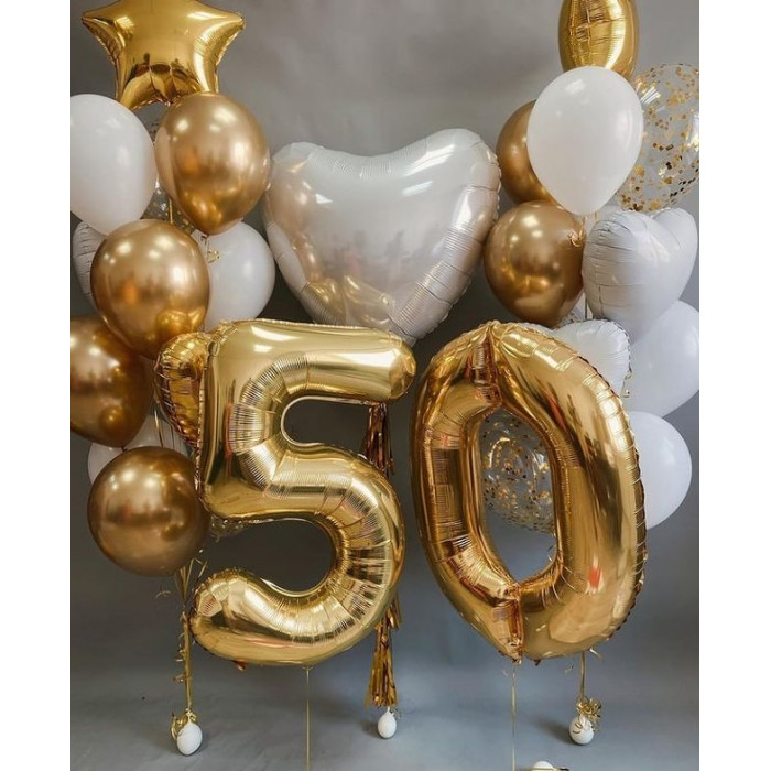 Композиция из шаров в подарок на 50 лет женщине