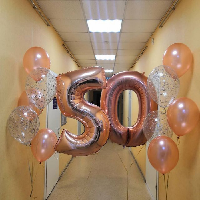 Сет из шаров с гелием поздравление от коллег на 50 лет