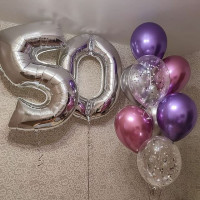 Композиция из шаров с гелием для леди на 50 лет