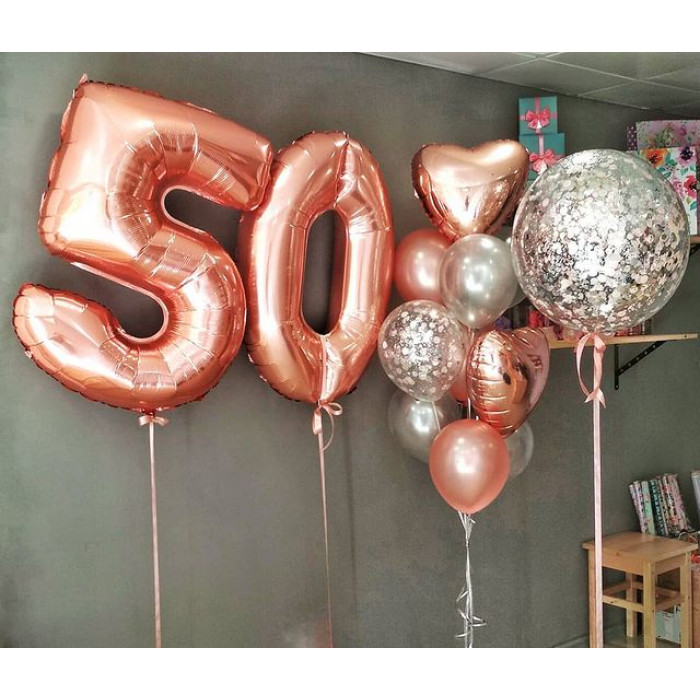 Композиция из шаров Шикарное поздравление на 50 лет даме