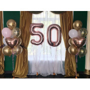 Композиция из гелевых шаров поздравление на 50 лет роскошной женщине