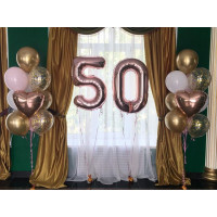 Композиция из гелевых шаров поздравление на 50 лет роскошной женщине