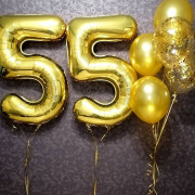 Сет из гелиевых шариков Золотые 55 лет для женщины