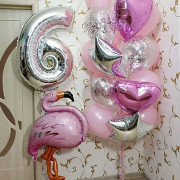 Композиция из шаров доченьке на шесть лет с фламинго