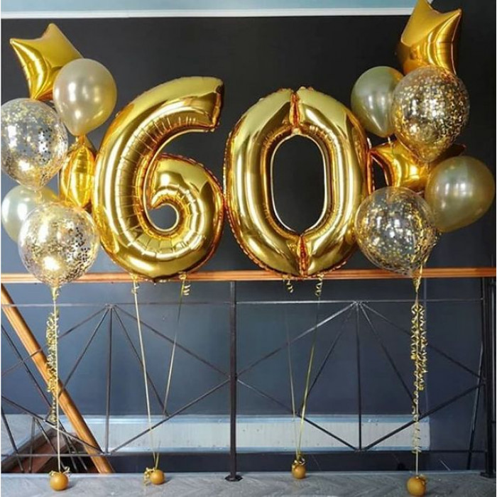 Композиция из шариков Золотые 60 лет