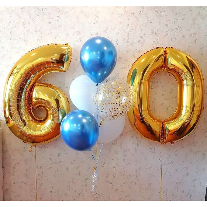 Сет из шариков с гелием главе семьи на 60 лет