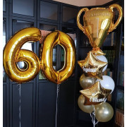 Сет из шариков с гелием Чемпиону с вашими поздравлениями на 60 лет