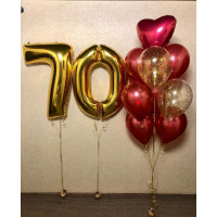 Сет из гелиевых шаров яркие 70 лет