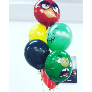 Букет гелиевых шариков с главными героями Энгри Бердс (Angry Birds)