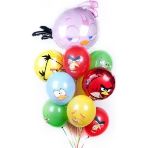 Букет воздушных шаров с птичками из Энгри Бердс (Angry Birds)