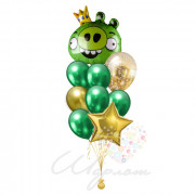 Букет шариков с Королем Свиней Энгри Бердс (Angry Birds)