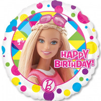 Шар-круг Барби, с Днем Рождения (Happy Birthday)